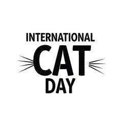 Obraz premium Vector illustration of a minimalist design for international cat day celebration with whiskers
