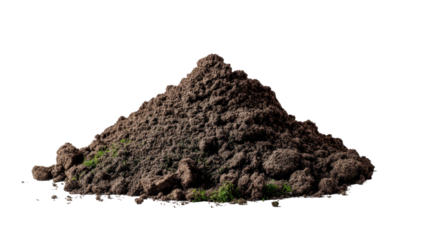 Pile of Earth: A pile of rich, fertile earth. This image is perfect for illustrating concepts of agriculture, gardening, and environmental conservation.
