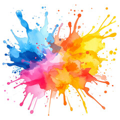 Fototapeta premium Vibrant watercolor paint splash explosion isolated on transparent background