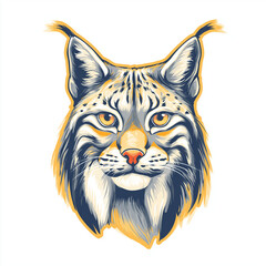 wild lynx mascot logo with sharp ears and fur details with white background