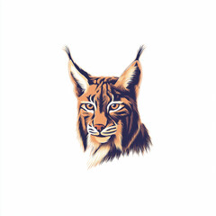 wild lynx mascot logo with sharp ears and fur details with white background