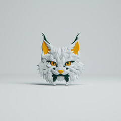 wild lynx mascot logo with sharp ears and fur details with white background