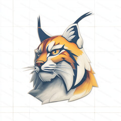 wild lynx mascot logo with sharp ears and fur details with white background