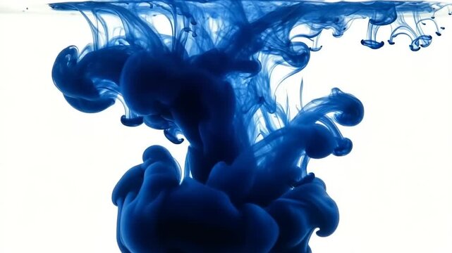 Deep blue ink dissolving in water