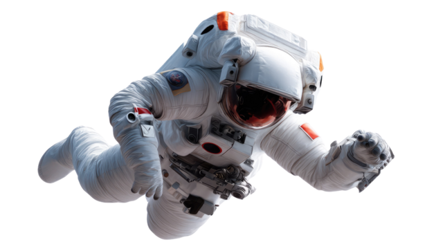 Astronaut Floating in Space: A detailed photorealistic image of an astronaut in a spacesuit floating against the backdrop of the vast space, the astronaut is in a state of weightlessness.