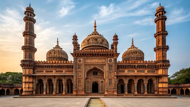 Ibrahim Rouza a Historic Tomb in Bijapur India with Stunning Architecture and intricate stone carvings showcasing Indo Islamic style