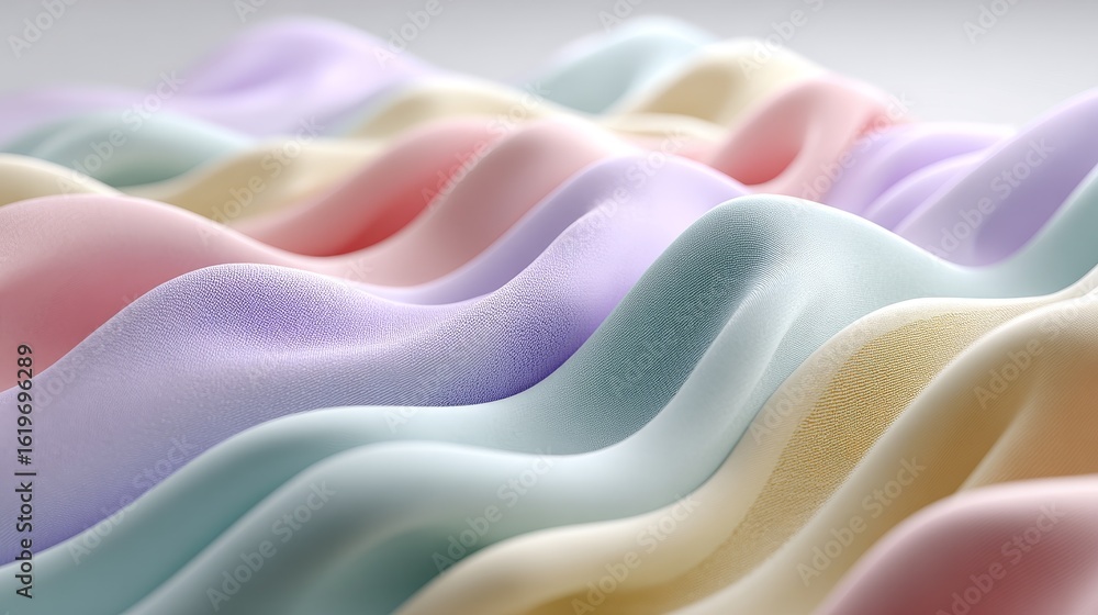 Poster colorful abstract waves of soft fabric with curved textures