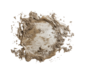 Mixing earthy mud texture for projects detail creative environment top view isolated on transparent background, png