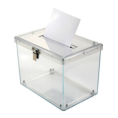 Transparent Ballot Box with Ballot Paper on transparent background