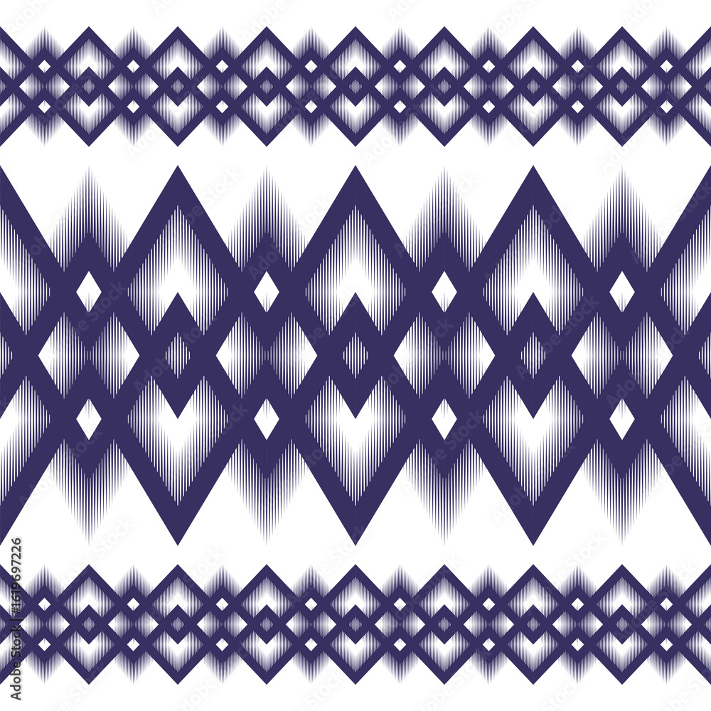 Aufkleber seamless geometric pattern in deep blue with zigzag and diamond shapes on white geometric ethnic pat