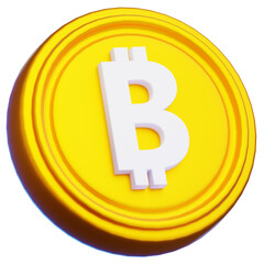 Bitcoin symbol for digital currency, crypto investment, and blockchain technology solutions for finance 3d icon