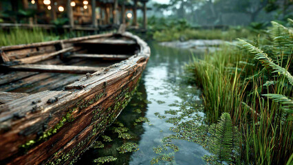 Fototapeta premium Ancient Shipwreck Unearthed from the Soil