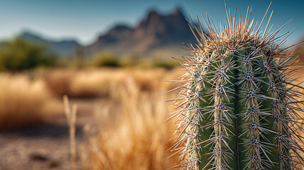 Cactus Needles Detail in Harsh Desert Environment