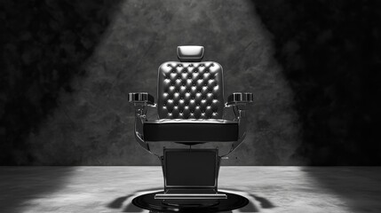 Monochrome Barbershop Chair 3D Render,Studio Lighting,Luxury Concept,Barber Chair,3D Rendering Barber Chair, 3D Model