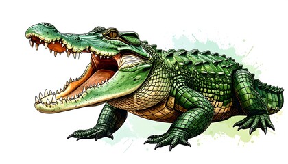 Detailed illustration of a large crocodile