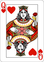 Fototapeta premium Queen of Hearts design from a new original deck of playing cards.