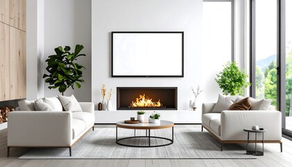 Modern living room interior mockup