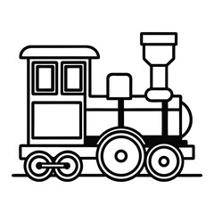 steam locomotive engine black line art vector illustration