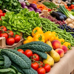 Market Fresh: Colorful Harvest of Vegetables and Fruits on Display (AI Generated)