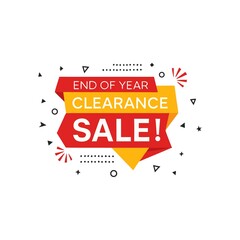 Vibrant End of Year Clearance Sale Advertisement Design with Geometric Shapes and Festive Accents for Promotional Marketing