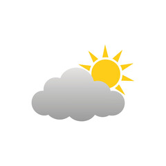 Whimsical Weather Forecast A Cartoon Sun Partially Obscured by a Soft Grey Cloud Design Element