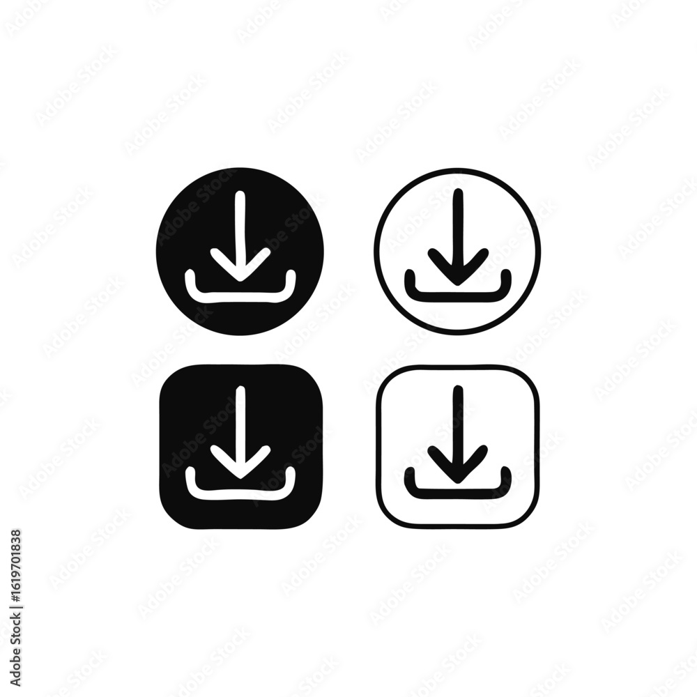Poster download icon set featuring varying backgrounds and borders for creative and informative graphic des