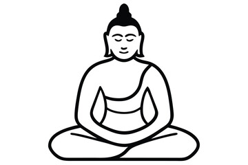 Simple line drawing of buddha meditating in lotus pose
