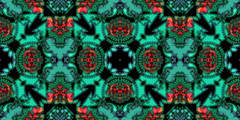 seamless Pattern with Ethnic Motifs. traditional background. Abstract seamless ornament. abstract Art Background in Teal, Red, and Black. wallpaper pattern
