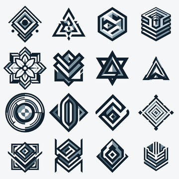 Set 16 Geometric Abstract Logos.Vector illustration