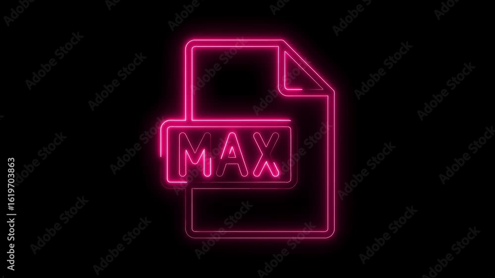 Aufkleber glowing pink neon m a x file icon with transparent background futuristic digital symbol representing
