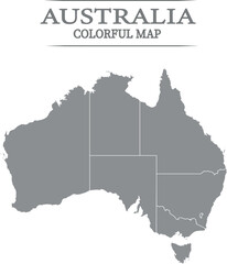 Minimalist Australia Map Vector – Grey Country Shape on White Bazkground

