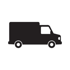 Fototapeta premium Delivery van silhouette vector flat illustration design