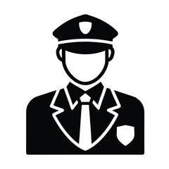 Professional security guard icon with black and white elements