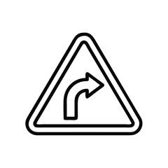 Road sign indicating a reverse turn on a clean white background