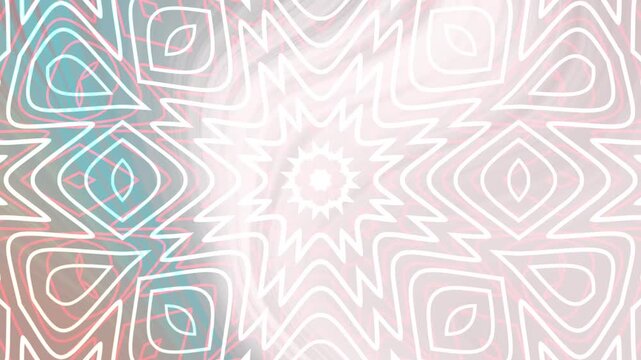 1950s Kitchen Abstract geometric kaleidoscopic animation with a mesmerizing pattern of white, teal, and pink shapes in motion
