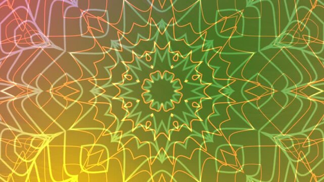 A Vibrant Twist Abstract kaleidoscope mandala animation with colorful lines and vibrant patterns on a gradient background
