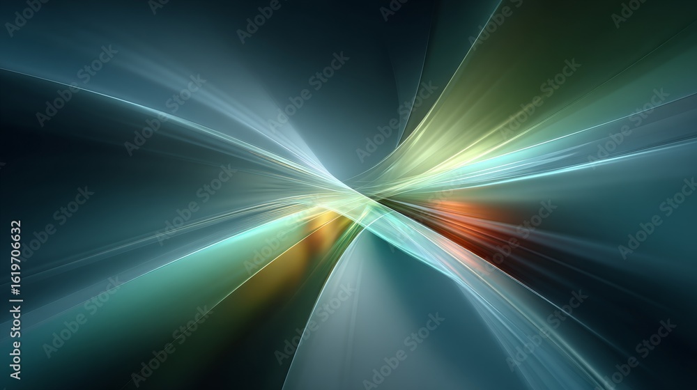 Poster dynamic light streaks in abstract digital background with colorful radiance