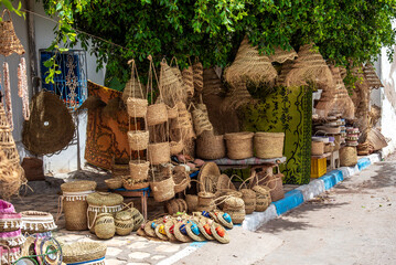 View of a street in Hergla, a village in central Tunisia