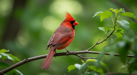 Cardinal bird facing left side