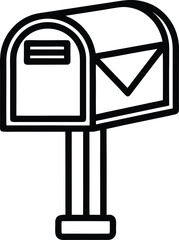 Black outline drawing of a mailbox with an envelope post letter