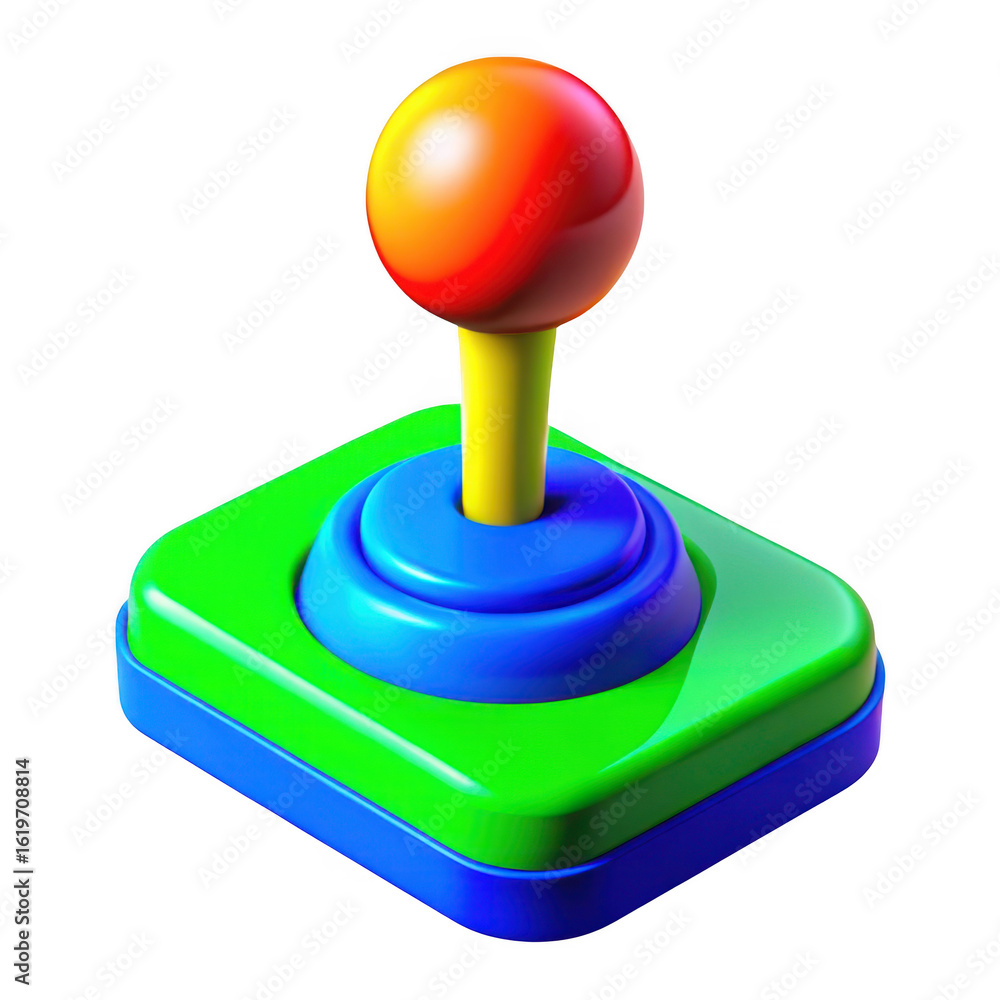 Poster 3d retro arcade joystick isolated on transparent background