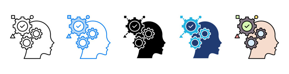 critical thinking icon set multiple style collection