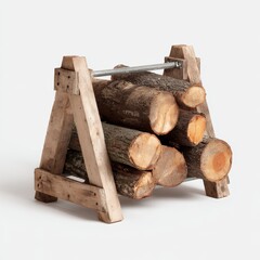 A wooden rack holding stacked logs, symbolizing preparation and resourcefulness