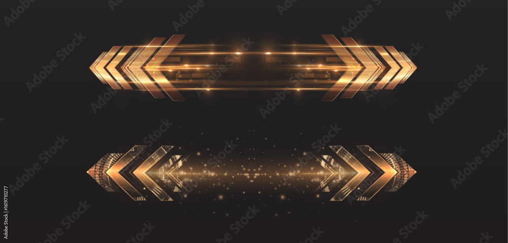 Aufkleber bright gold arrows with acceleration effect and light trail. vector effect of speed and progress on 