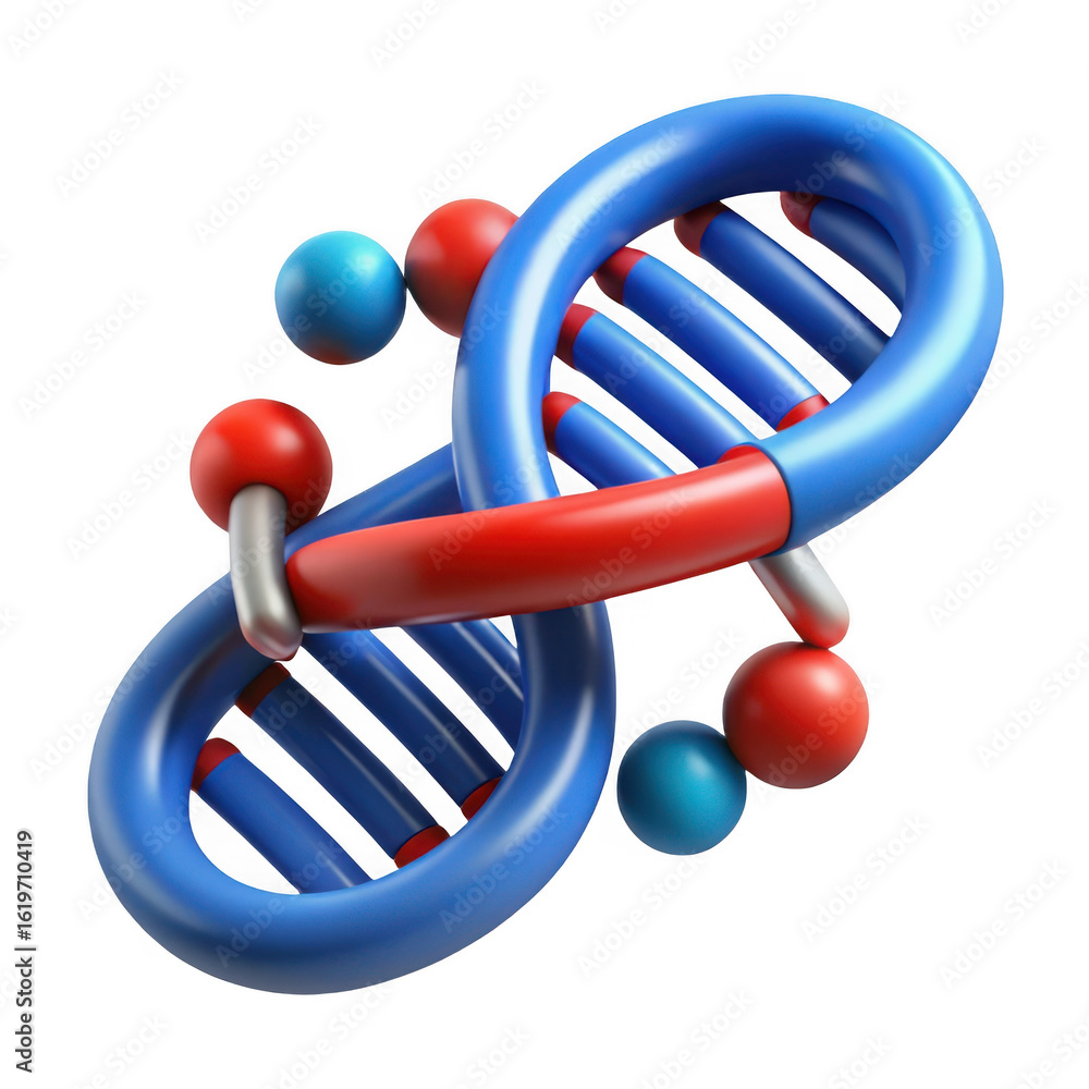 Poster 3d dna helix structure with molecules isolated on transparent background