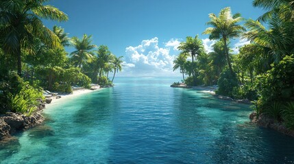 Tropical island lagoon scenery