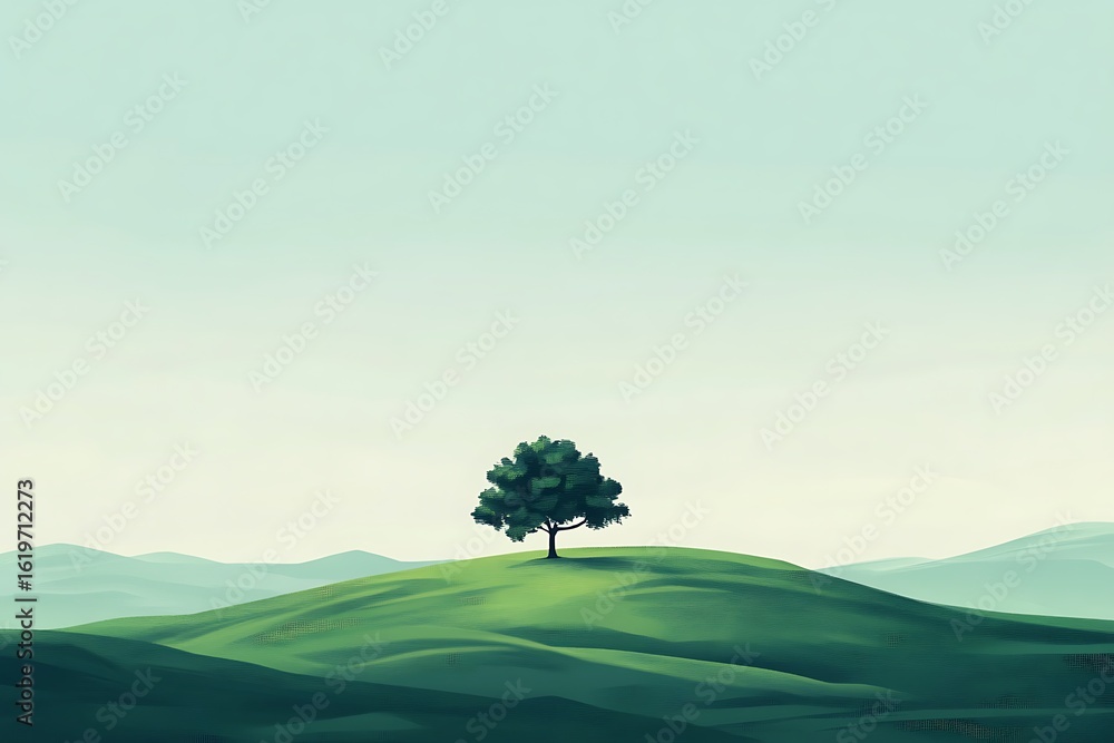 Poster a simple hilltop scene overlooking vast empty land and sky.