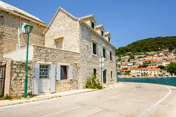 Traditional Croatian house in Pucisca town on the northern coast of Brac island. Croatia