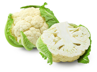cauliflower isolated on white background. head of cauliflower. clipping path