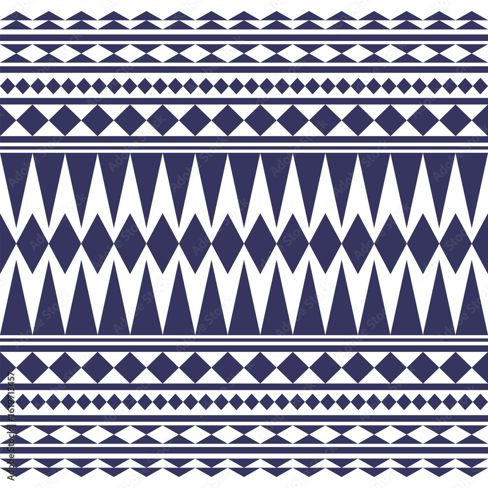 Poster intricate navy blue geometric patterns featuring diamonds and triangular shapes on a white backgroun